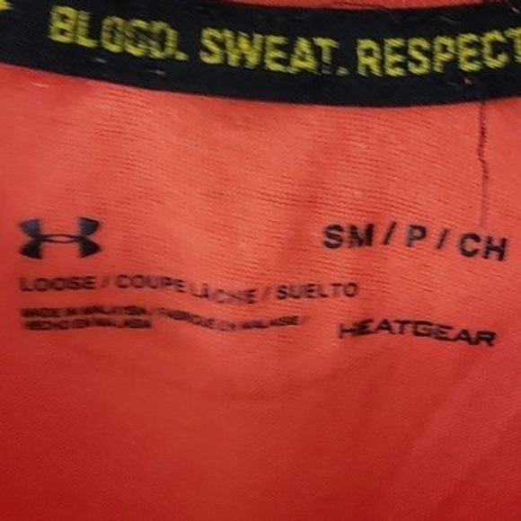 Under Armour T Shirt Mens S Red Project Rock Blood Sweat Respect Tee - Picture 2 of 6